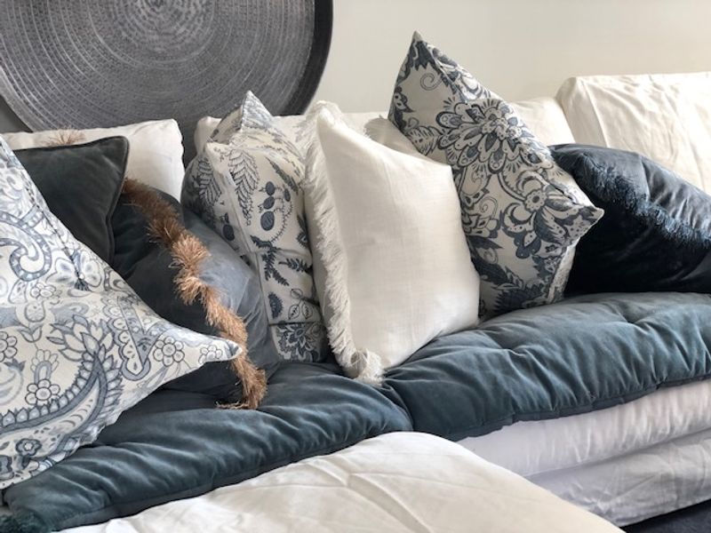 sofa cover matt filled blue