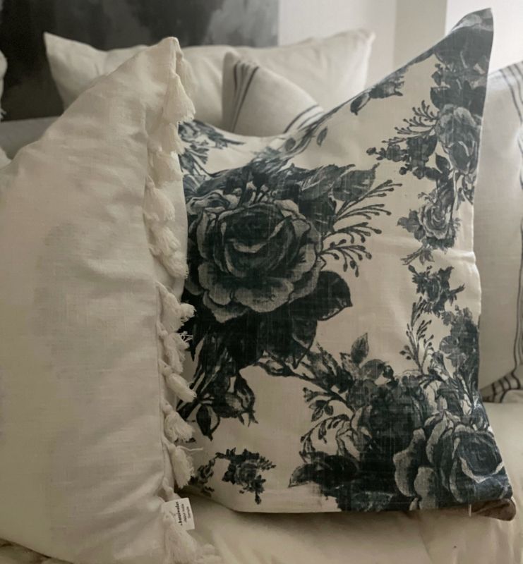 Cushion Cover Rose Foggy Blue