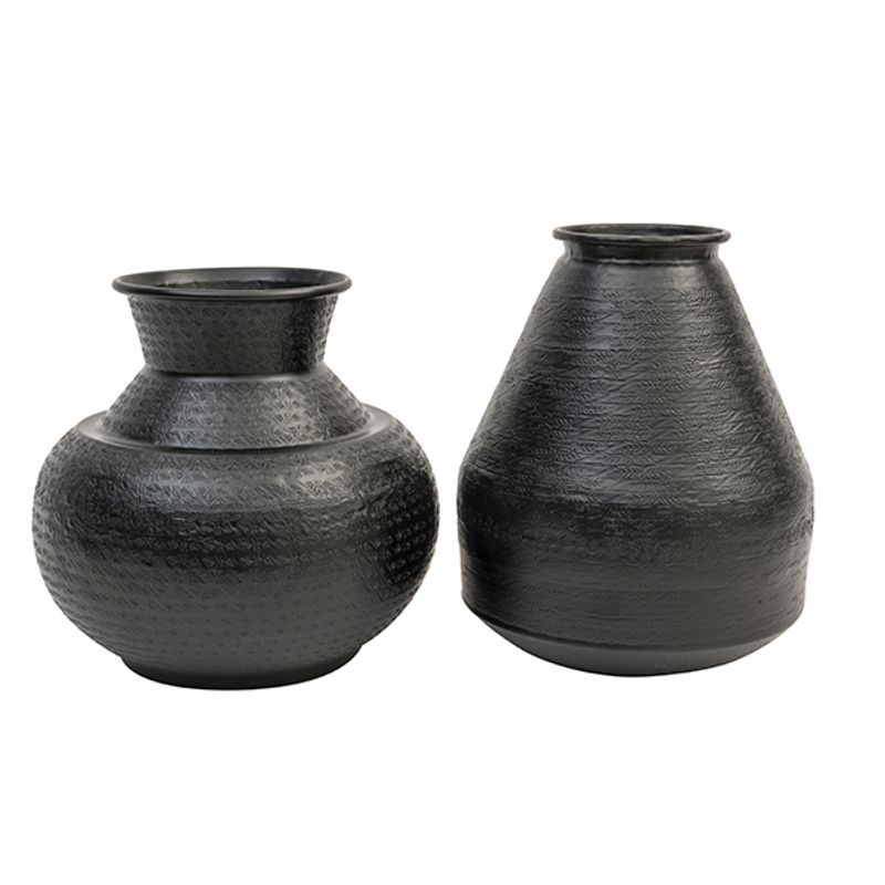 Vase Hamret Matt sort