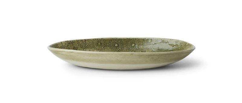Pebble Olive Dish Mixed Pattern Dark Green