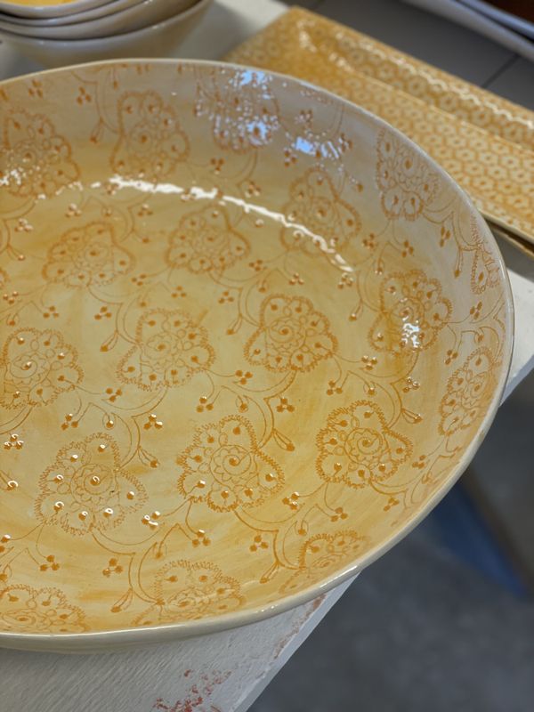 Pie Dish Large Mixed Pattern Orange 