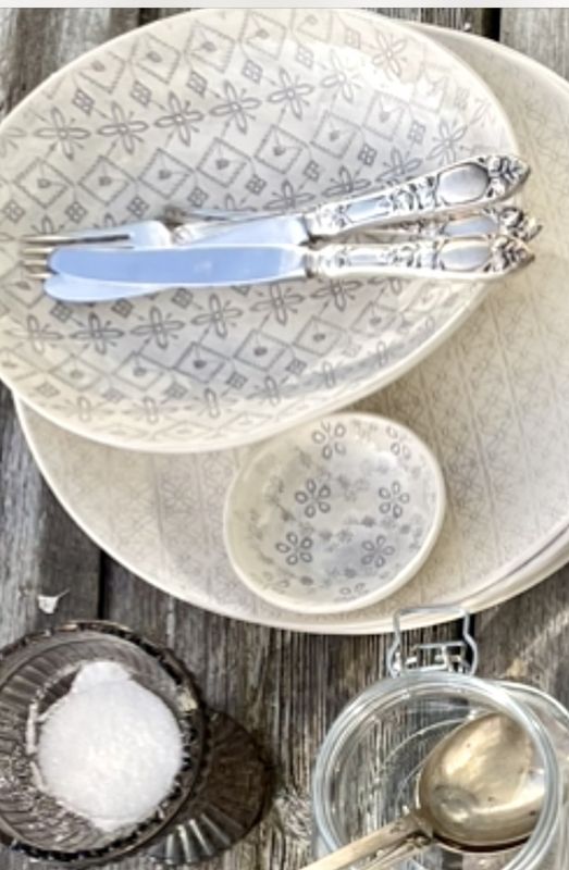 Salt Dish Mixed Pattern Large Warm Grey