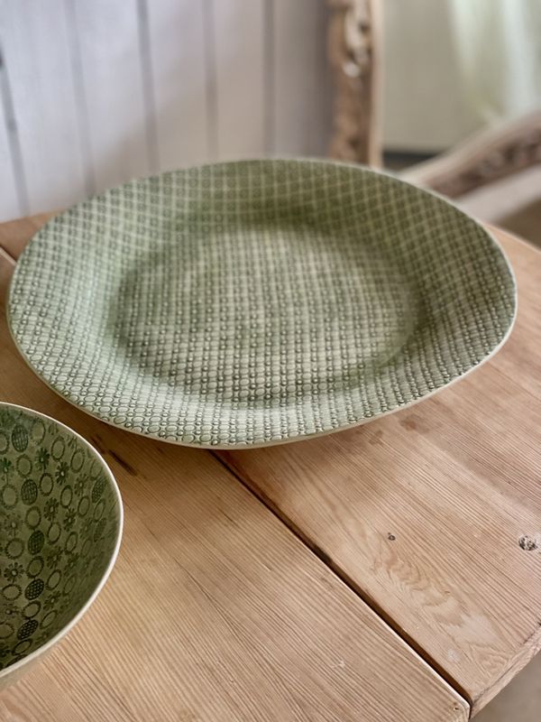 Mediterranean Server Mixed Pattern Small Dark Green
